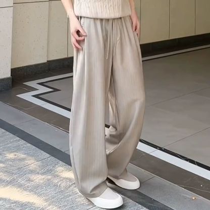 【單件/套裝】老錢風慵懶鬆弛感正肩短袖褶皺西褲兩件套裝