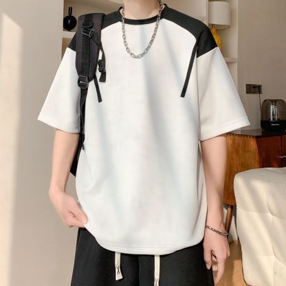 套裝男士夏季薄款休閒整套搭配青少年寬鬆短袖透氣t恤五分短褲男