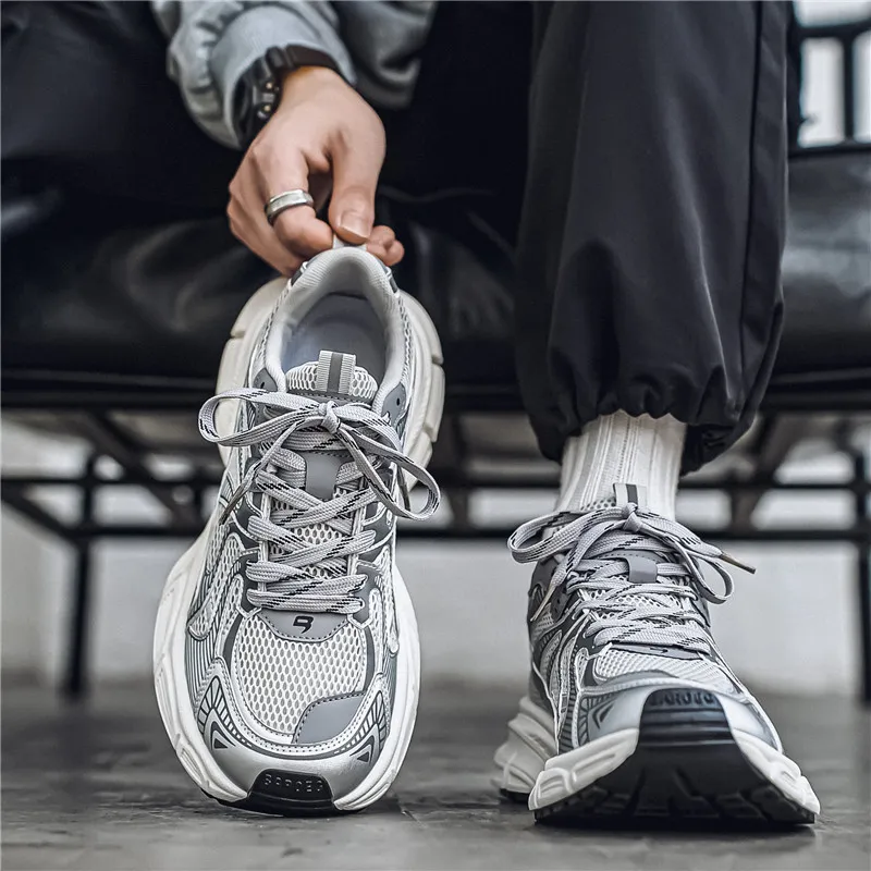 網面透氣休閒鞋運動跑步厚底增高老爹鞋