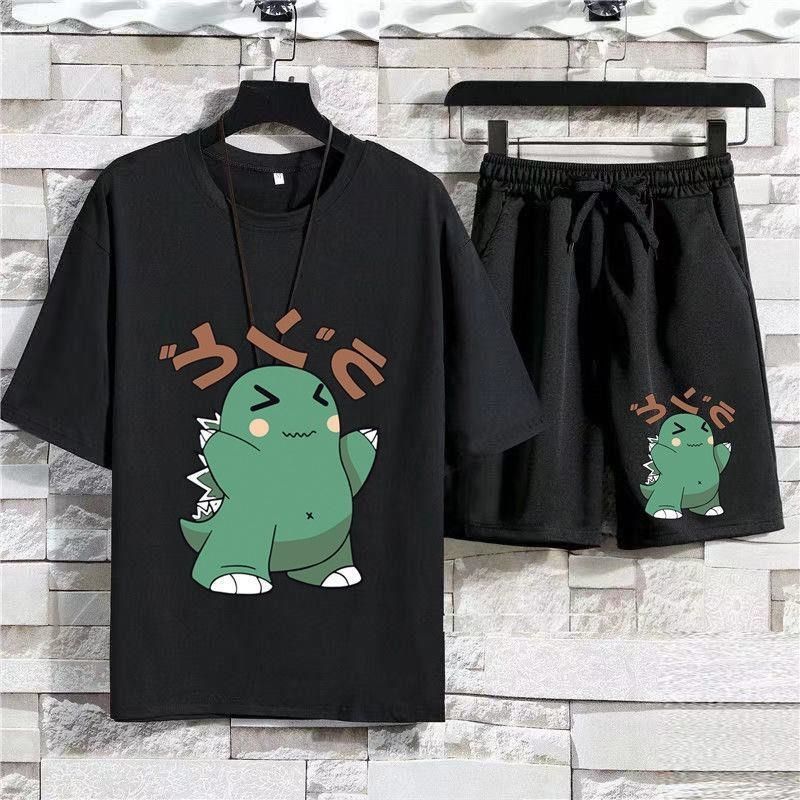 【整套】小恐龍韓版休閒短袖T恤運動短褲套裝