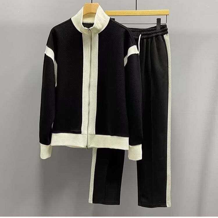 【整套】拼接撞色潮流休閒運動兩件套裝