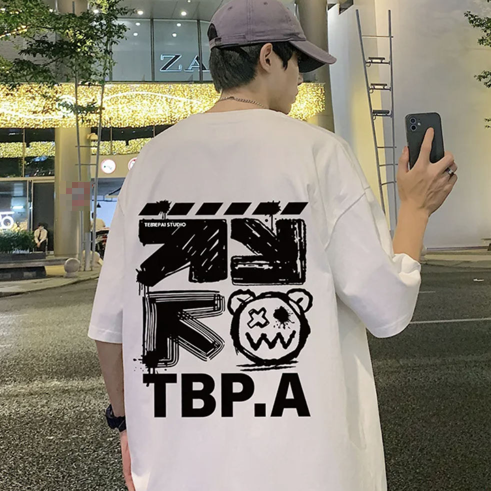 情侶裝印花寬鬆潮流純棉短袖t恤