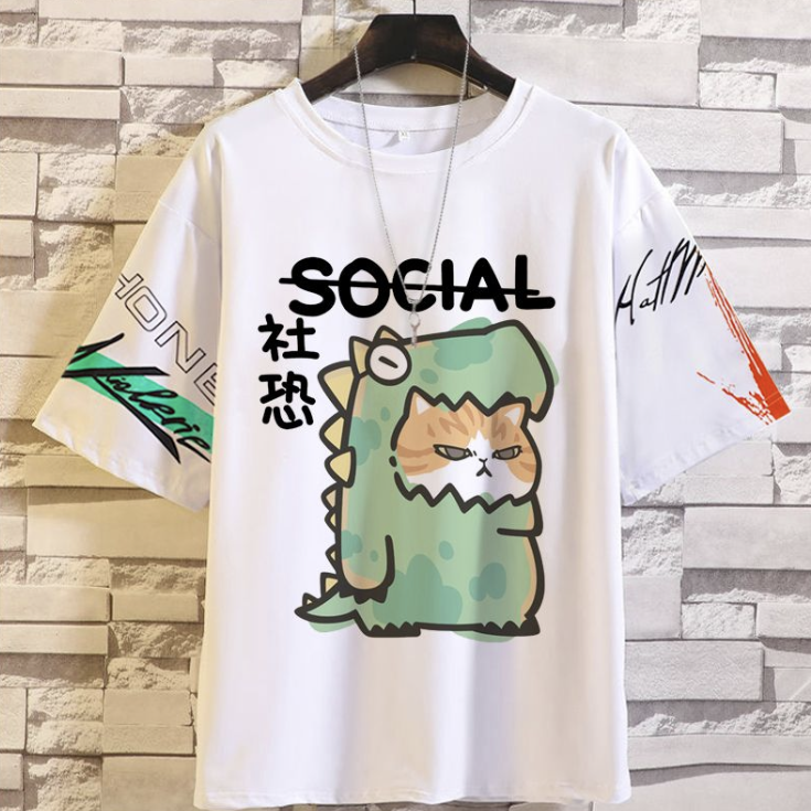 男女同款百搭潮流卡通IG情侶寬鬆五分袖T恤