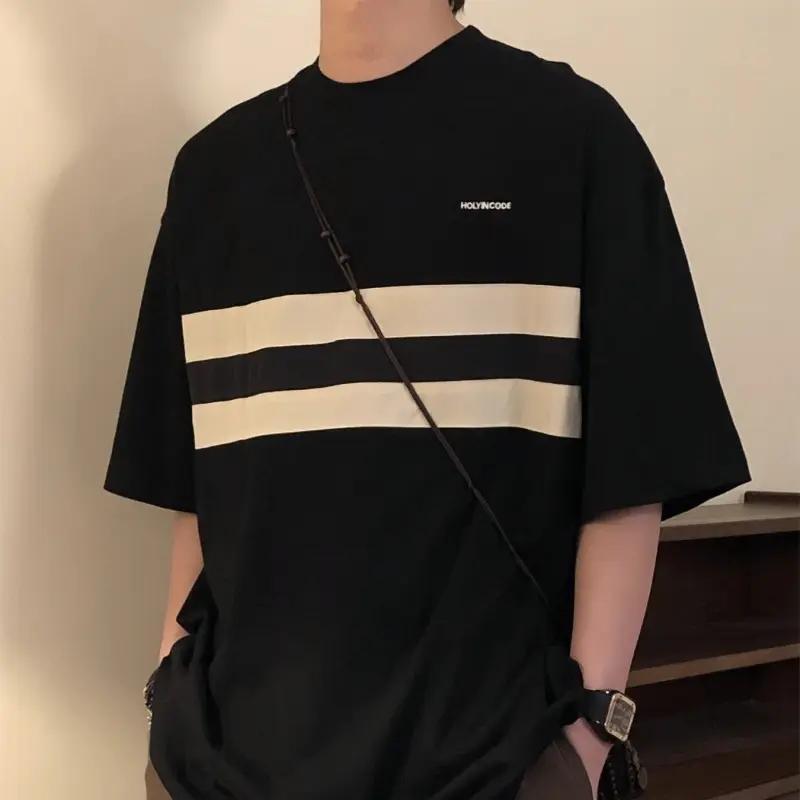 重磅棉高街復古小眾情侶寬鬆字母短袖T恤