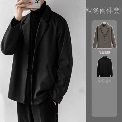 【單件/套裝】毛呢西裝外套高級感輕熟風加厚韓版休閒西服套裝