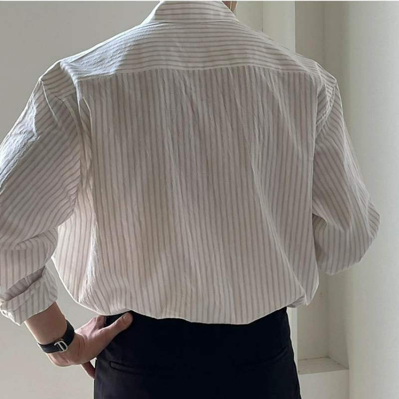 【單件/套裝】高級感小眾痞帥條紋休閑襯衫+百搭西褲兩件套裝