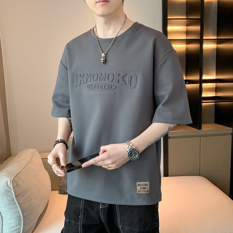 韓版冰絲透氣潮流寬鬆鋼印短袖T恤