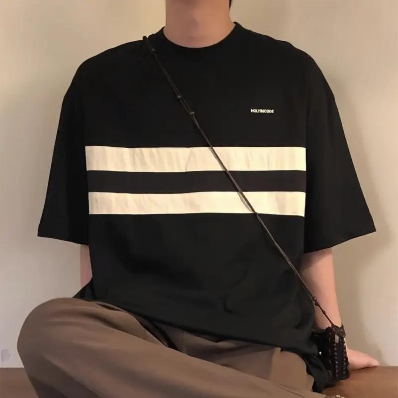 重磅棉高街復古小眾情侶寬鬆字母短袖T恤