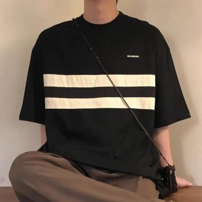 重磅棉高街復古小眾情侶寬鬆字母短袖T恤