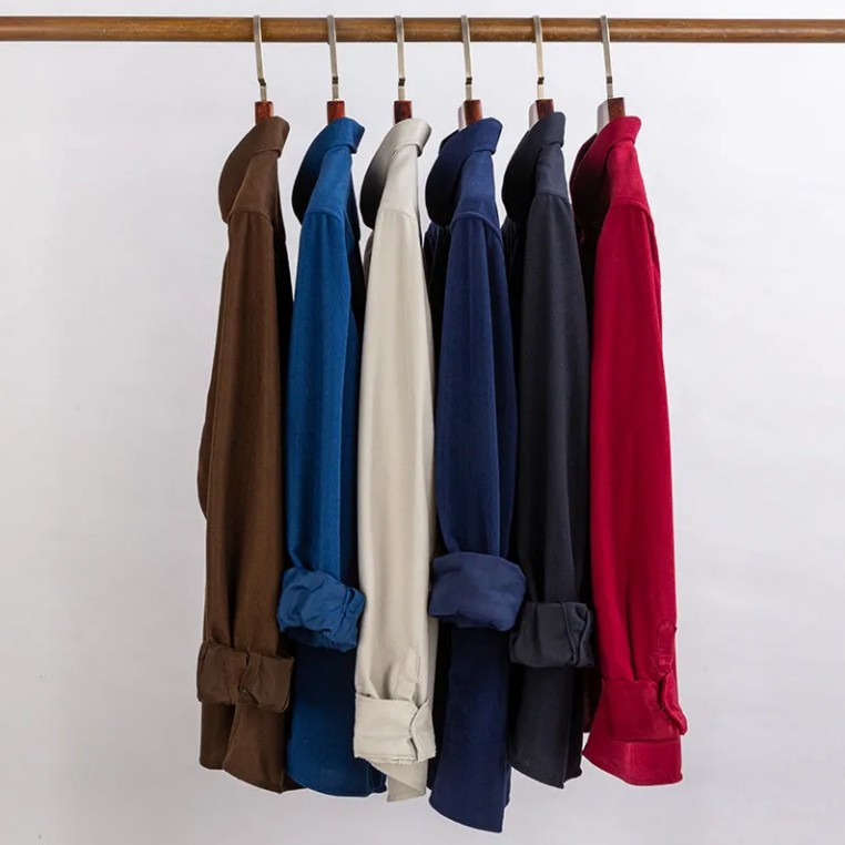 韓版寬鬆純色磨毛有口袋燈芯絨長袖襯衫