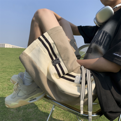 美式五分透氣潮牌寬鬆休閒闊腿短褲-Nuostyle