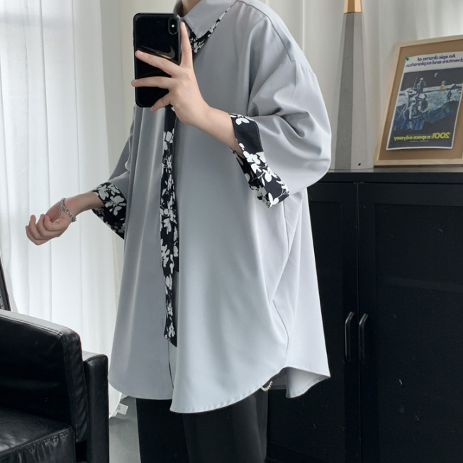 【送領帶】時尚網紅痞帥港風慵懶風短袖襯衫