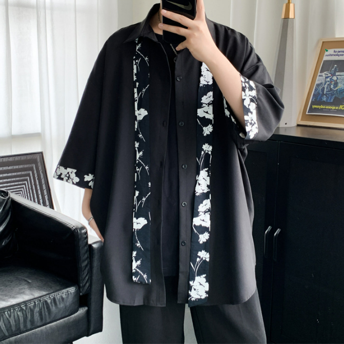 【送領帶】時尚網紅痞帥港風慵懶風短袖襯衫