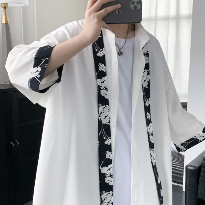 【送領帶】時尚網紅痞帥港風慵懶風短袖襯衫