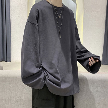 寬鬆潮流ins港風休閒衛衣加厚長袖t恤