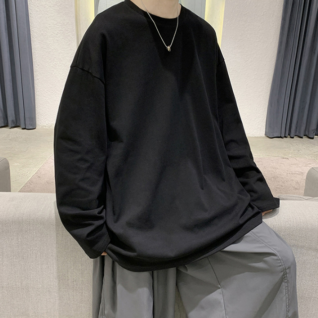 寬鬆潮流ins港風休閒衛衣加厚長袖t恤