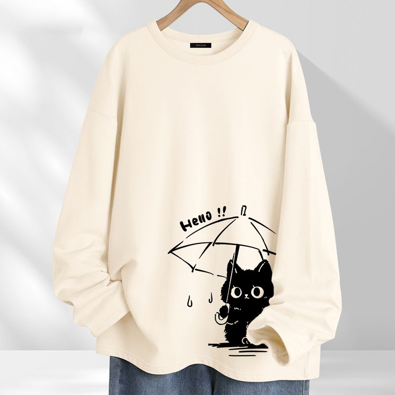 簡約休閒小眾設計感春款長袖t恤