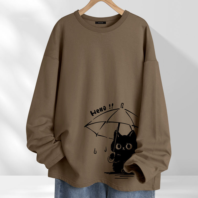 簡約休閒小眾設計感春款長袖t恤