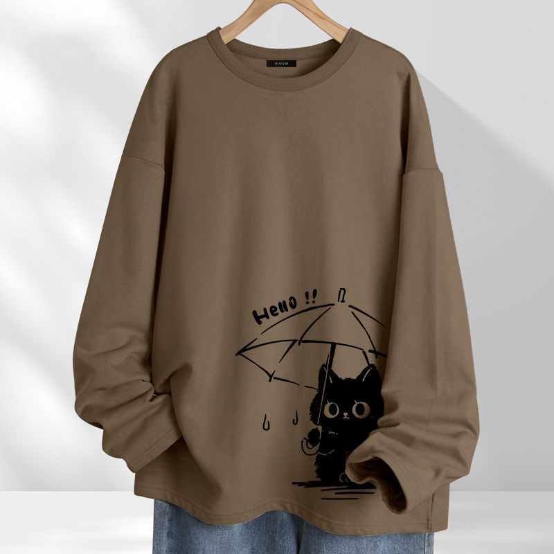 簡約休閒小眾設計感春款長袖t恤