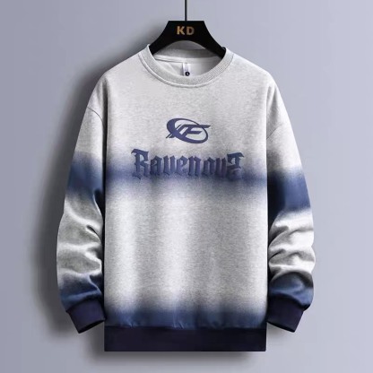 設計感漸變色寬鬆圓領印花休閒長袖衛衣