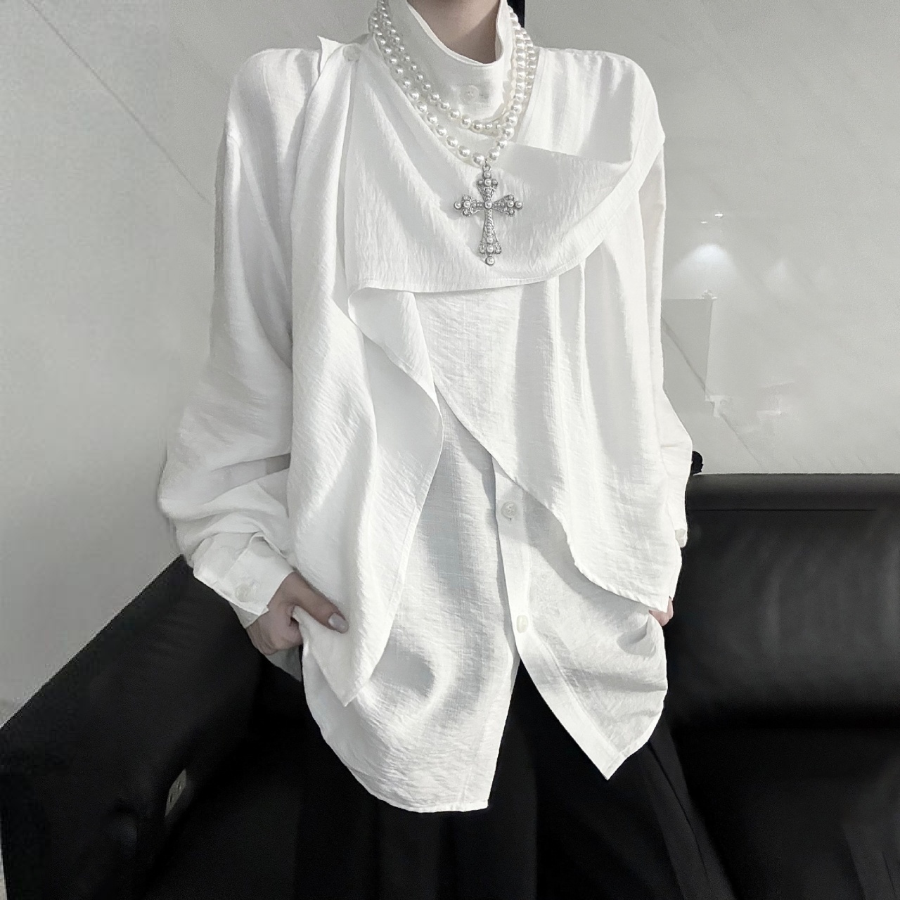 【單件/套裝】原創設計高級感小眾新中式襯衫+黑西褲兩件套裝