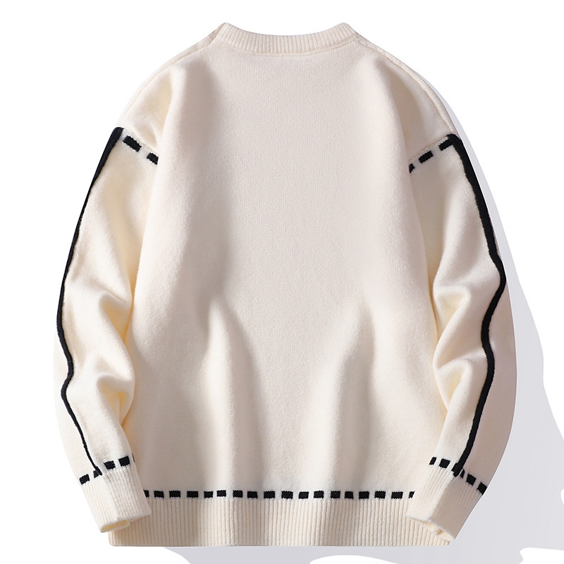 春秋季寬鬆時尚休閑圓領套頭針織衫毛衣