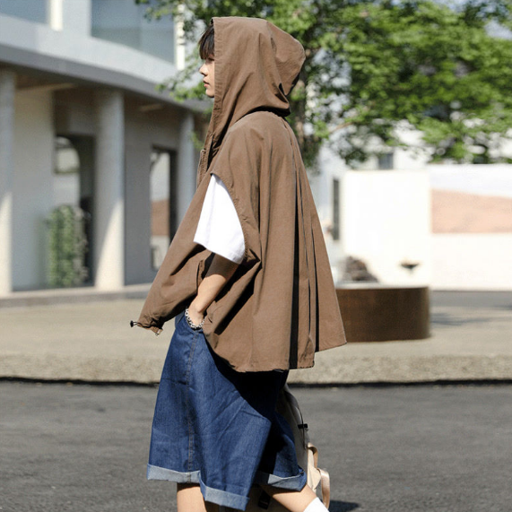 復古文藝休閒外搭寬鬆慵懶風連帽背心馬甲