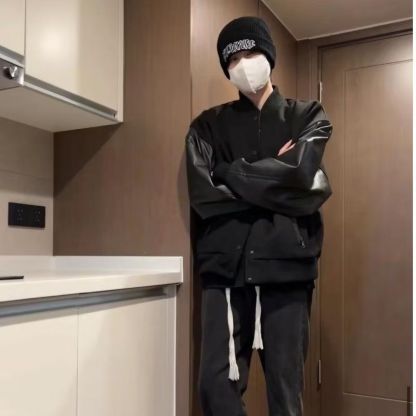 美式復古休閒拼接棒球服百搭情侶夾克外套-NitSoon