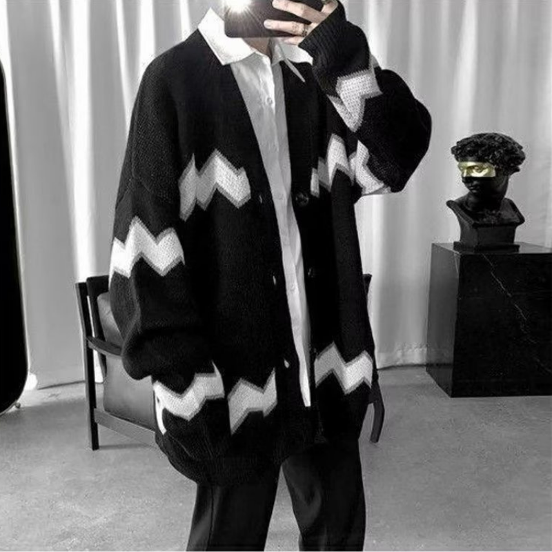 韓版暗黑系毛衣外套寬鬆慵懶長袖針織開衫