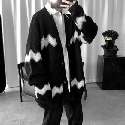 韓版暗黑系毛衣外套寬鬆慵懶長袖針織開衫