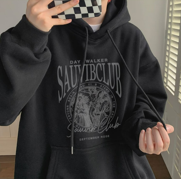 美式潮牌字母印花帽衫刷毛港風重磅情侶連帽T