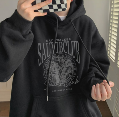 美式潮牌字母印花帽衫刷毛港風重磅情侶連帽T