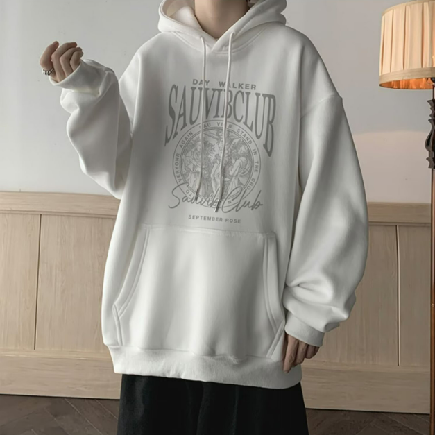 美式潮牌字母印花帽衫刷毛港風重磅情侶連帽T