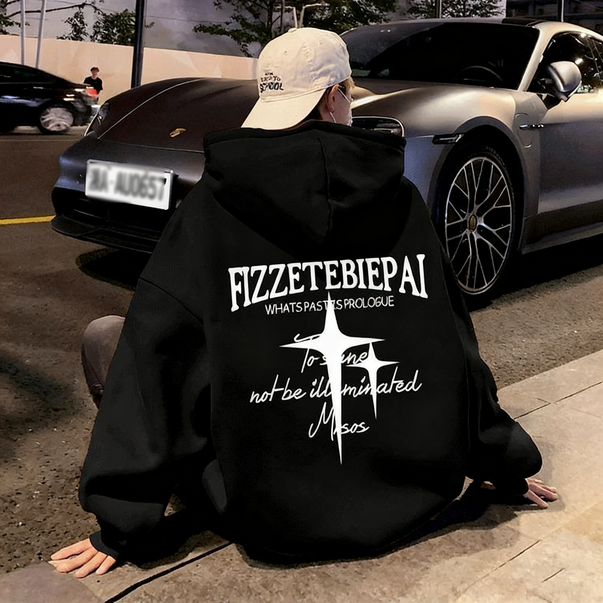 美式復古高街潮牌痞帥寬鬆休閒印花連帽T