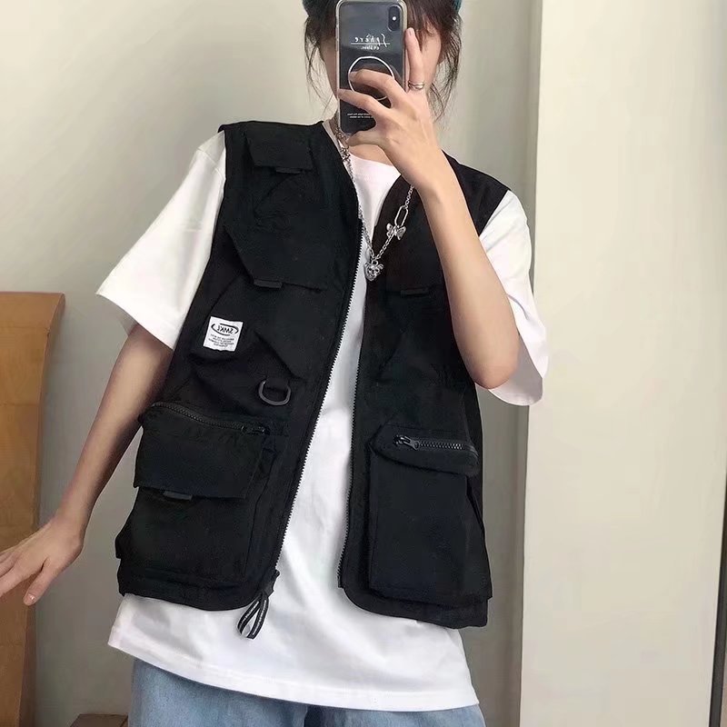 多口袋美式高街機能風嘻哈百搭背心工裝馬甲外套