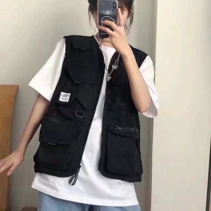 多口袋美式高街機能風嘻哈百搭背心工裝馬甲外套