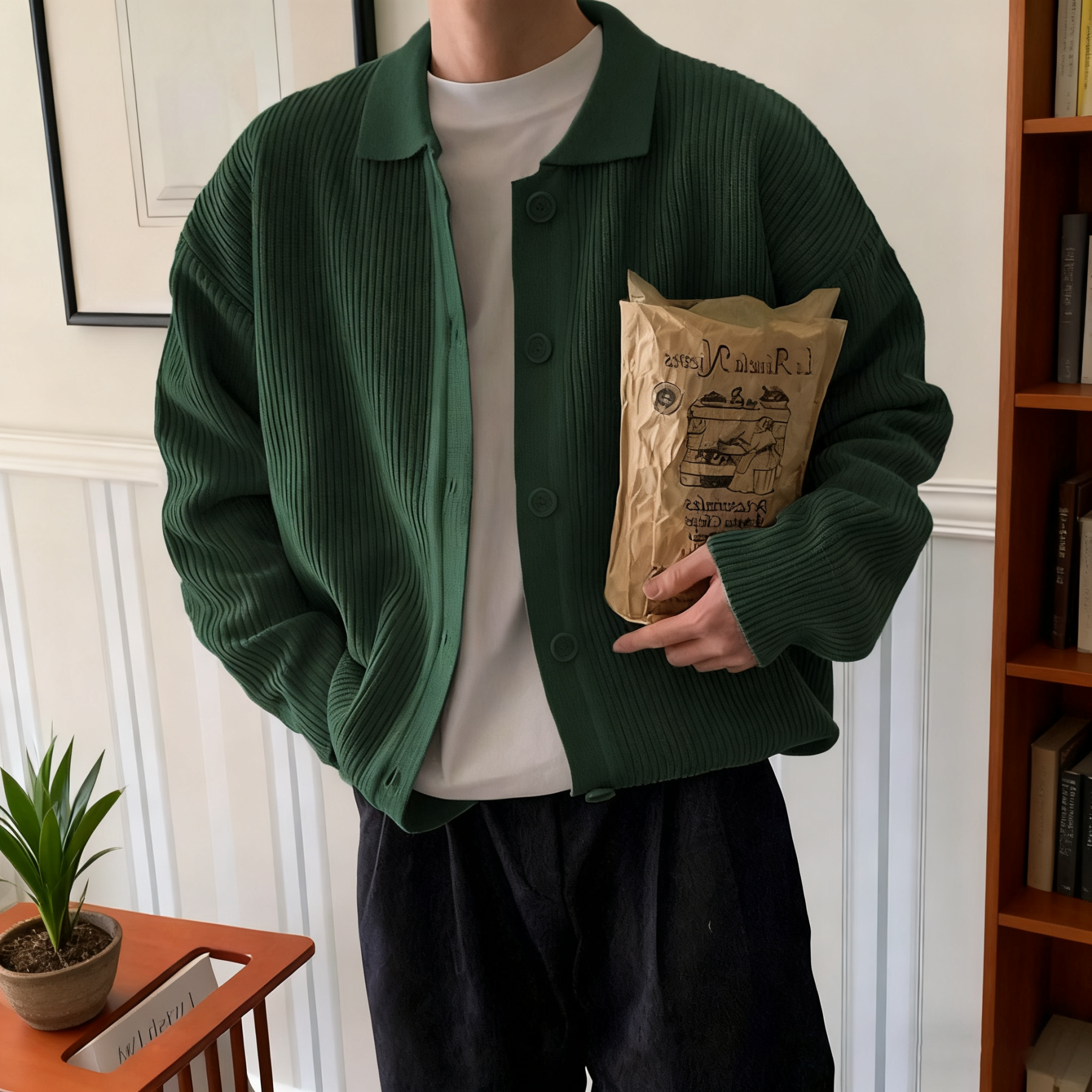 輕熟風素色翻領韓版潮流休閒慵懶風針織開衫