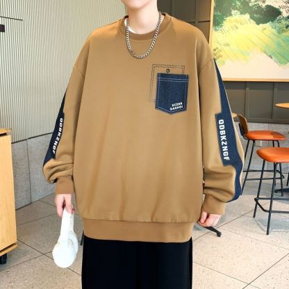 時尚潮流休閒寬鬆圓領印花帥氣長袖t恤