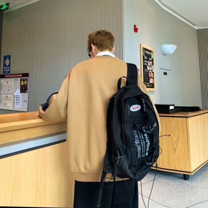 時尚潮流休閒寬鬆圓領印花帥氣長袖t恤