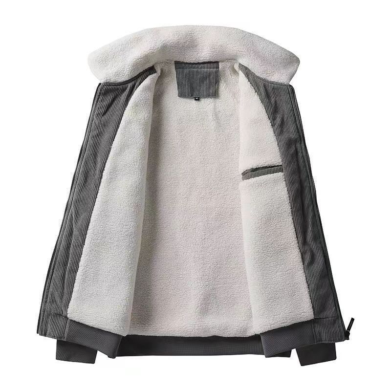 刷毛加厚寬鬆休閒工裝燈芯絨夾克拉鏈外套