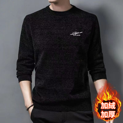 刷毛加厚雪尼爾打底寬鬆休閒圓領大碼針織毛衣