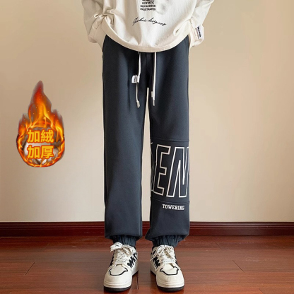 刷毛加厚潮流休閒寬鬆大碼束腳運動褲