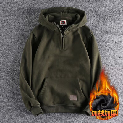 韓版潮流半開拉鍊領休閒連帽T