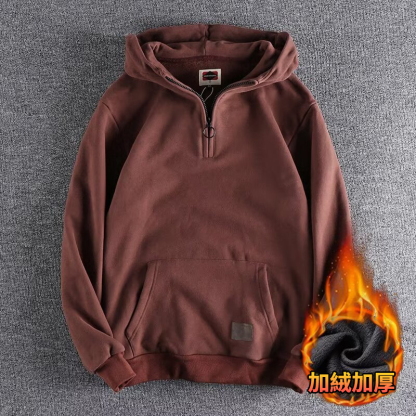 韓版潮流半開拉鍊領休閒連帽T