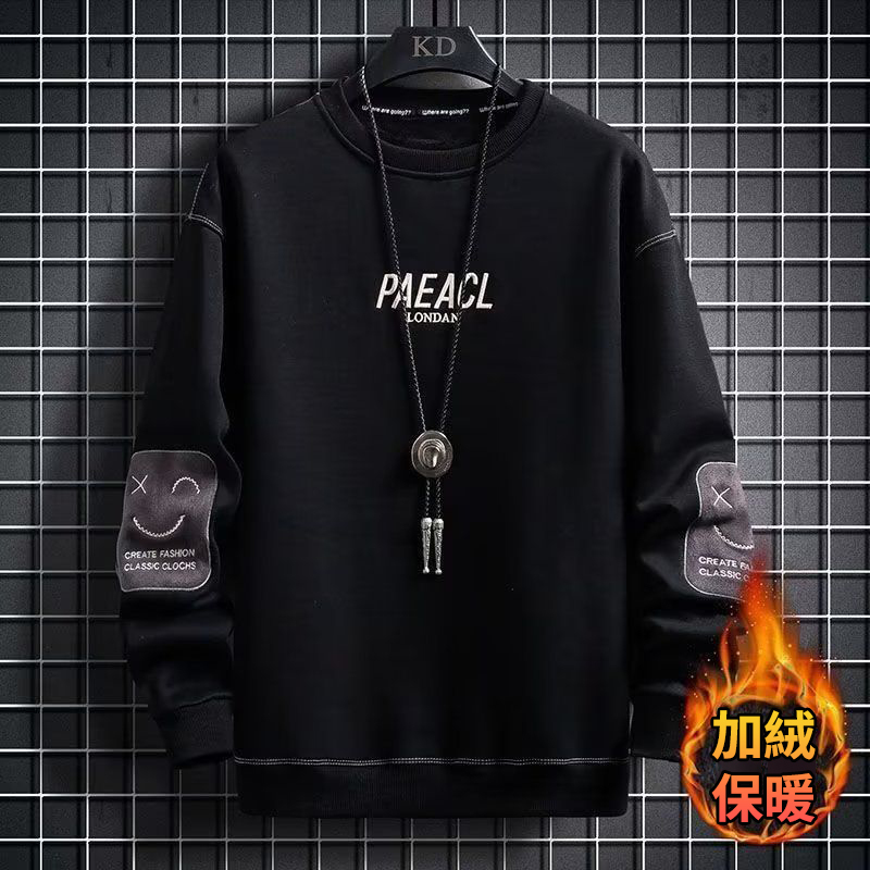 美式潮牌寬鬆印花圓領時尚休閒長袖