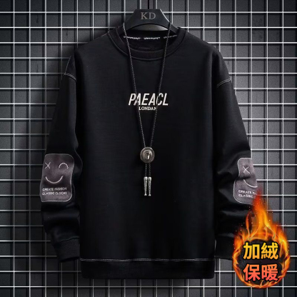 美式潮牌寬鬆印花圓領時尚休閒長袖