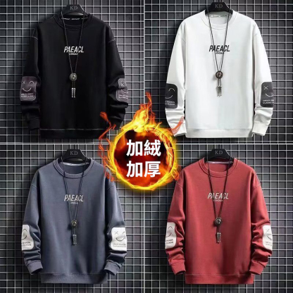 美式潮牌寬鬆印花圓領時尚休閒長袖