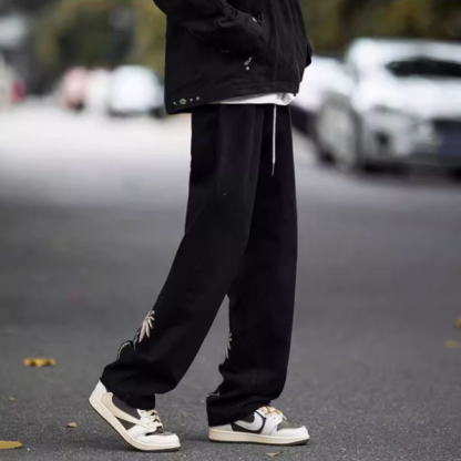 美式休閒街頭潮流水洗復古寬鬆直筒牛仔褲