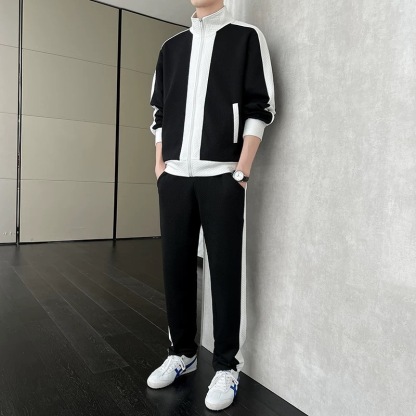 【整套】拼接撞色潮流休閒運動兩件套裝