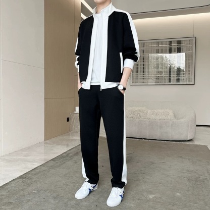 【整套】拼接撞色潮流休閒運動兩件套裝